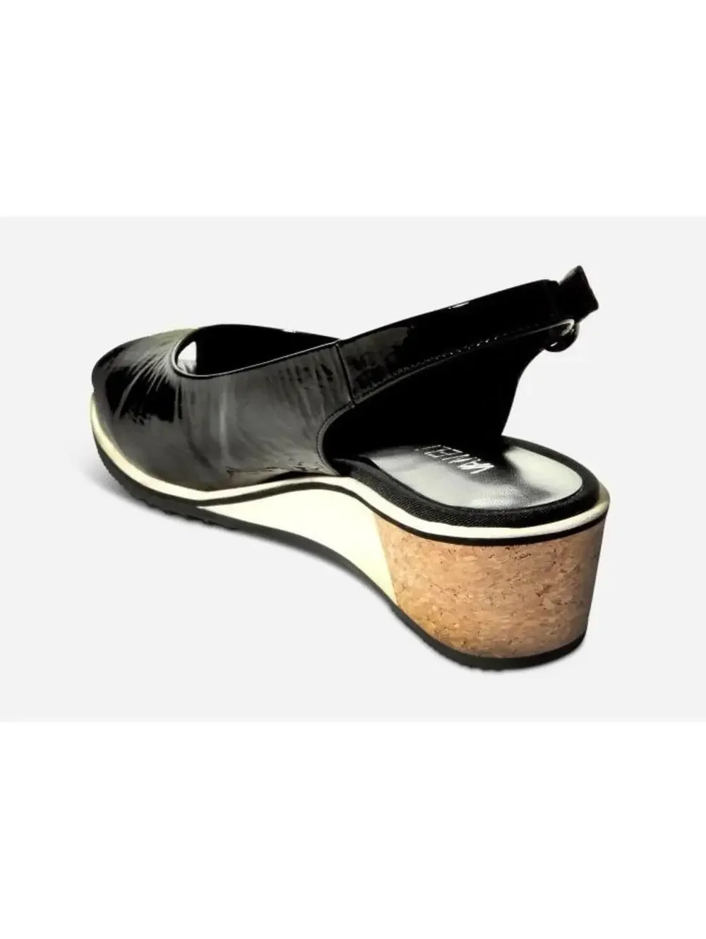(RF) VANELi Baise Black Patent Leather Wedge Sandals Size 8.5 8-1/2 NIB